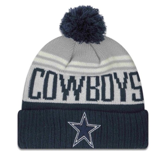 NFL Dallas Cowboys New Era Sport Knit Beanie Pom Cap - Picture 1 of 2